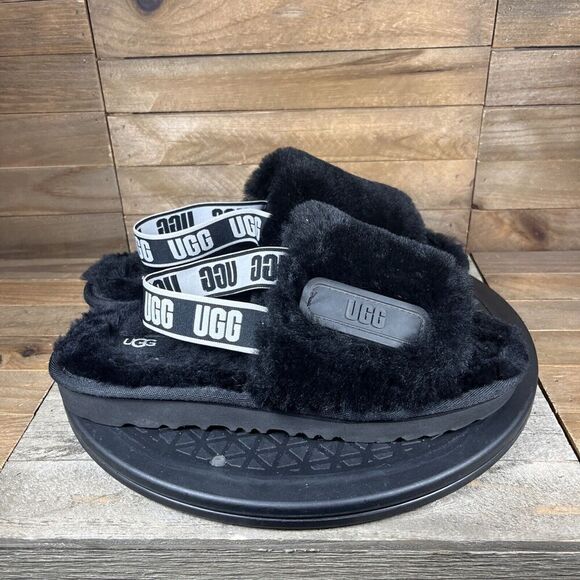 Ugg Women's Size US 6 Oh Yeah Black Slip On Slingback Slipper Slides - Picture 1 of 10